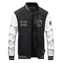 (L, White) Autumn Winter Men's Leather Baseball Uniform