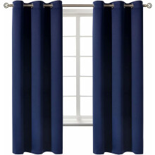 Eleganckie, granatowe zasłony zaciemniające, zestaw 2 szt., szer. 42' x dł. 63', termoizolacyjne, redukujące hałas, z przelotkami u góry