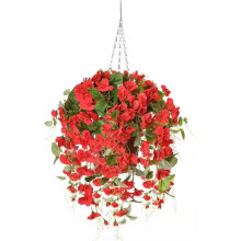 Bezobsługowe, sztuczne kwiaty wiszące do dekoracji zewnętrznej, ręcznie robiony kosz z jedwabiu sztucznego, długie pnącza hibiskusa w doniczce