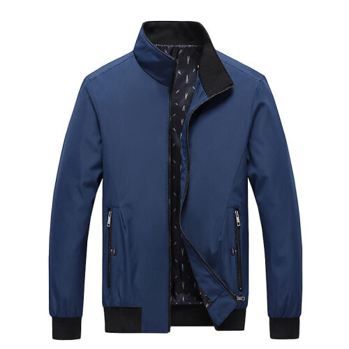 (M, Black) New Spring Men Jacket Coats Casual Solid Color Jackets Stand Collar Me
