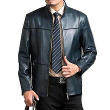 (L, Blue) Tywin Mens Sheepskin Parka Leather Coat