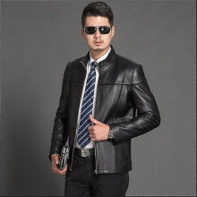 (L, Black) Tywin Mens Sheepskin Parka Leather Coat