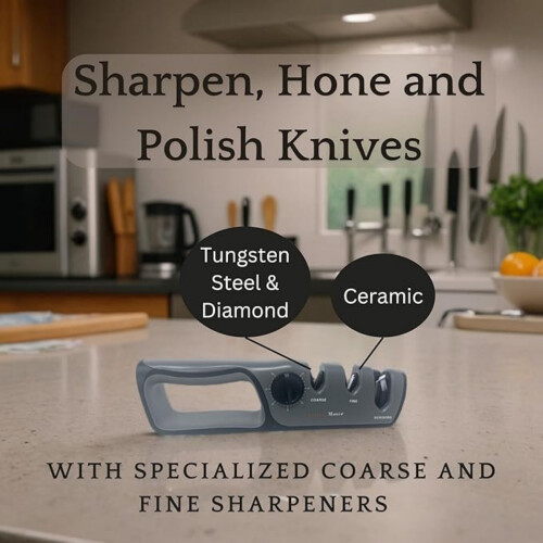 Simple Sharp Kitchen Knife Sharpener and Scissors Adjustable Angle from 24 to 48 | Dual Stage Coarse and Fine Sharpening System 1