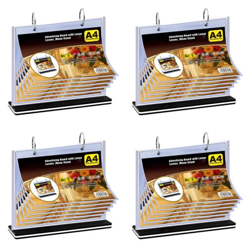4X A4 Flip Table Menu Stand Multi-Page Table Card Rack Menu Display Stand Menu Holder 1