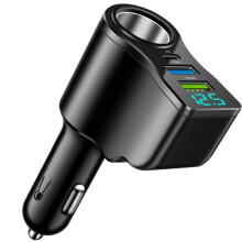 Nouveau chargeur de voiture numérique 66 W, convertisseur allume-cigare vers deux ports USB, chargeur de téléphone portable multifoncti