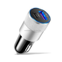 Chargeur de voiture multifonctionnel, petit chargeur de voiture en acier, 3,1 A, USB+PD, prise en alliage d'aluminium