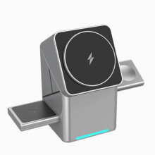 Chargeur magnétique sans fil 3 en 1 en forme de Rubik's Cube rotatif, compatible avec la charge rapide des téléphones et montres Apple