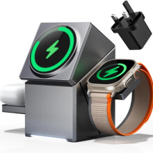 Chargeur sans fil de bureau 3-en-1 en forme de Rubik's Cube rotatif géométrique, compatible MagSafe et puissant, avec une puissance de