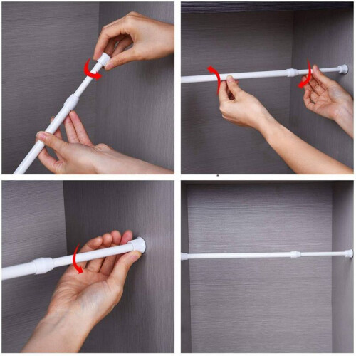 12 Pack Tension Rods, Adjustable Spring Cupboard Bars Rod Curtain Rods White 2