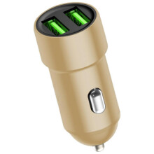 Kfz-Handyladegerät 3,4 A Schnellladefunktion mit zwei USB-Anschlüssen, Metall-Kfz-Ladegerät