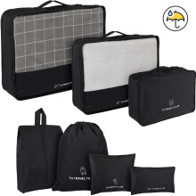 7St Luggage Packing Cubes Set Zwart Met Diverse Reisopbergzakken