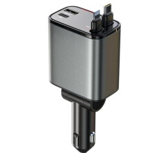 Magnetisches Autoladegerät mit Schnellladefunktion (1 auf 2), PD30W, USB-C-Kabel, einziehbar, drehbar, universell für Apple-Geräte
