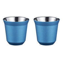 2X 80Ml Double Wall Stainless Steel Espresso Cup Insulation for Pixie Coffee Cup Capsule Shape Coffee Mugs,C