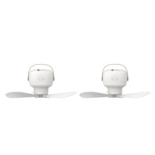 2X -USB-Campingventilator, Batteriebetrieben, Fernbedienung, 4 Gänge, Tragbarer LED-Licht-Zelt-Deckenventilator für Aufhängen für Zuhause