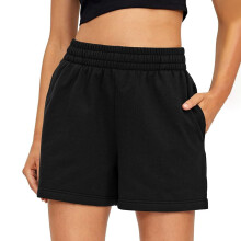 Short de sport avec poche Ă cordon pour femme, short de-Noir L