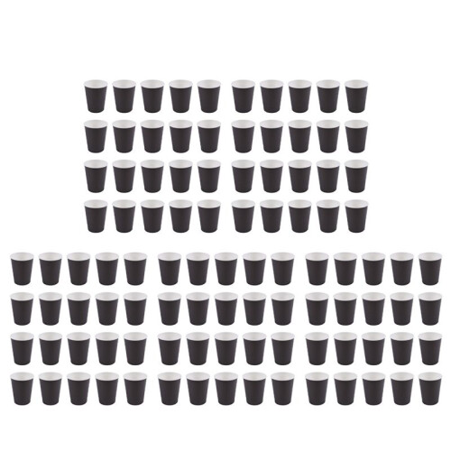 100 Paper Cups (9oz) - Plain Solid Colours Birthday Party Tableware Catering(Black)