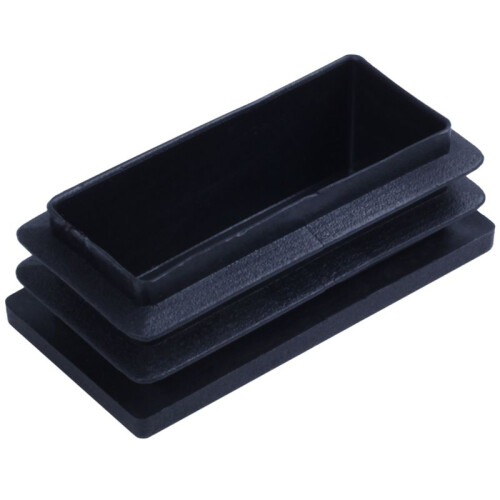 Plastic Rectangle Blanking End Tube Caps Inserts 25x50mm 240pcs Black