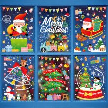 Adezive de Crăciun pentru ferestre ușor de lipit și îndepărtat, decorațiuni de Crăciun cu imprimare față-verso, elemente festive, material