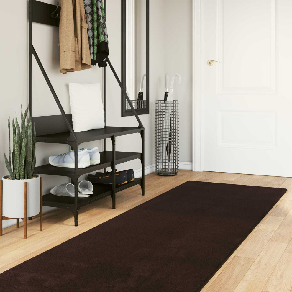Vidaxl Medium Pile Soft And Washable Rug Huarte Brown 500 X 80 Cm