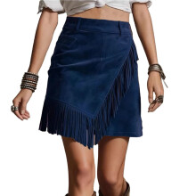 Women's faux vintage , bohemian maxi skirt,-Royal Blue L