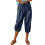 Women's Pants High Waist Drawstring  Bottom with-Navy Blue S 1