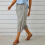Women's Pants High Waist Drawstring  Bottom with Button-Black S 11