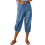 Women's Pants High Waist Drawstring  Bottom with Button-Blue L 1