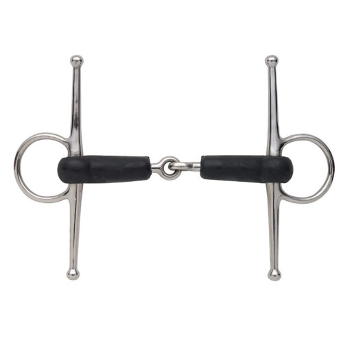 (4.5in, Black/Silver) Shires Horse Full Cheek Snaffle Bit