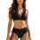 Comfortable Swimsuit Polyester Separate Top Bottom-Black XL 1