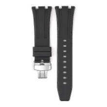 (Black) For Audemars Piguet Royal Oak 15500/15400 Silver Butterfly Clasp Strap 26MM