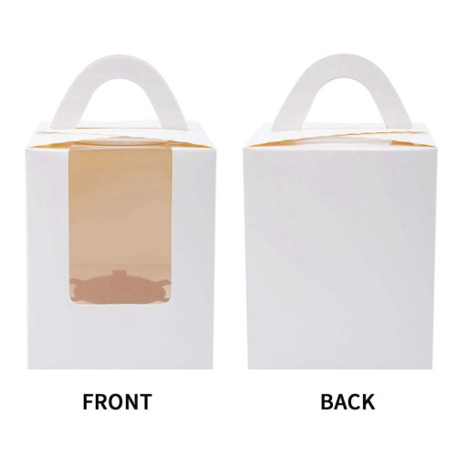 150 PCS Single Cupcake Boxes White Individual Cupcake Carrier Holders with Window Inserts for Bakery Wrapping Packaging
