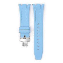 (Light Blue) For Audemars Piguet Royal Oak 15500/15400 Silver Butterfly Clasp Strap 26MM