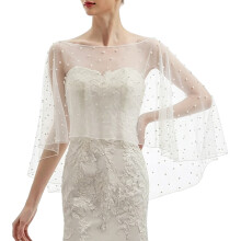 Contemporary Mesh Capelet With Pearls Designs Women’S Evening-P