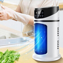 Tragbare Klimaanlage (300 ml), 45-W-Mini-Ventilator mit 3 Windgeschwindigkeiten, farbigen Lichtern und 1-6-Stunden-Timer für Zuhause, B