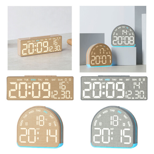 Réveil numérique LED avec 3 variateurs de luminosité,-5533B gris 1