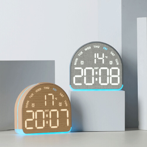 Réveil numérique LED avec 3 variateurs de luminosité,-5533B gris 2