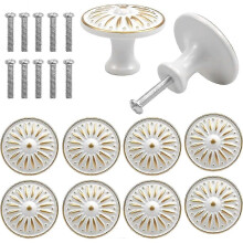10PCS Vintage Drawer Door Handle, 35MM Furniture Knob, Round Drawer Knobs, Brass Door Knobs, Furniture Handles (White)