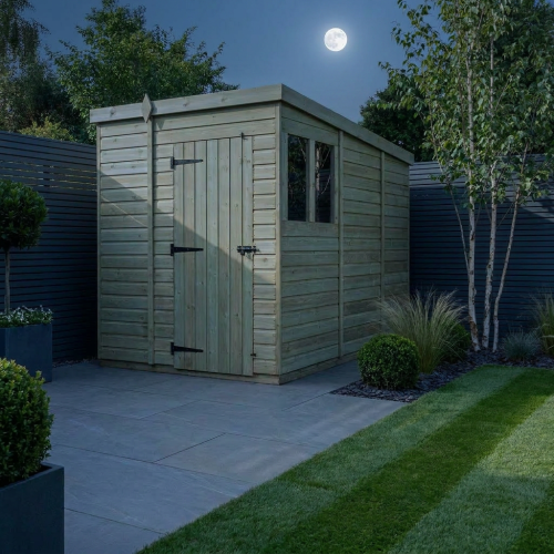 6 x 9 Pent Shed Tanalised (Single Door, With Windows) 2