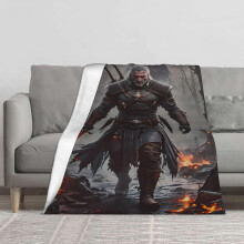 (50x40in 125x100cm) The Witcher Nightmare of the Wolf Themed Flannel Blanket - Warm & Cozy All-Season Throw for Living Room, Office, Sofa De-QAZLK358