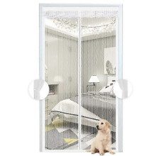White Magnetic Mosquito Net, Mesh Curtain, Door with Fully, Self-Closes for Balcony, Easy Installation, 100x210 CM