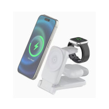 Cargador inalámbrico plegable con soporte magnético multifuncional al por mayor, apto para teléfonos móviles, auriculares y relojes. Ca