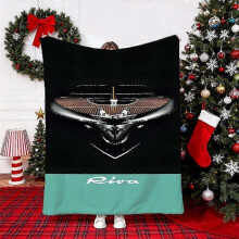(60x50in 150x125cm) Riva Luxury Yacht Boat Headboard Fleece Blanket - Soft Warm All-Season Throw with Riva Logo Design, & Teal Nautical Deco-AZLKH216