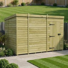 11 x 6 Pent Shed Tanalised (Single Door, No Windows)