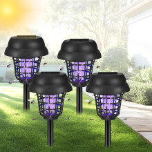 4 Pack Solar Bug Zapper Outdoor Waterproof Mosquito Zapper Repellent Outdoor Patio,Auto On/Off Purple Light