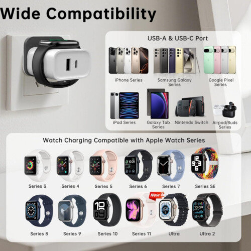 Κατάλληλο για ασύρματο φορτιστή Apple Watch, μαγνητική φόρτιση iWatch, θύρα A, θύρα 1