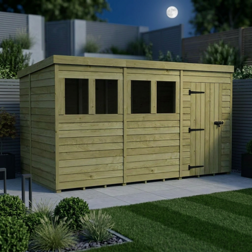 11 x 6 Pent Shed Tanalised (Single Door, With Windows) 2