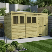 11 x 6 Pent Shed Tanalised (Single Door, With Windows)