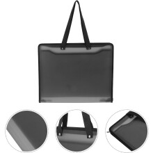 8k Draagbare plastic documentenorganizer met ritssluiting en handvat, zwarte documententas