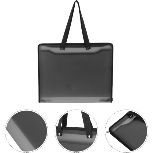 8k Draagbare plastic documentenorganizer met ritssluiting en handvat, zwarte documententas
