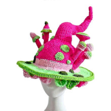 (aldult, Red) Adult Kids Halloween Fairy Hat With Mushroom Decor Knitted Wizard Hat Cosplay